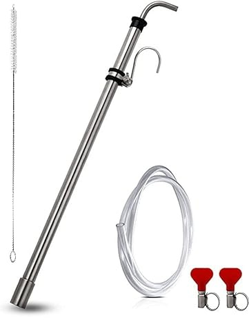 Fermtech Stainless Steel Auto Siphon 18 with Clip, Brush and 6 feet of Made in Canada tubing. Stainless Steel Siphon Racking Cane With Carboy Clip, Homebrewer Easily Transfer Wort From Container,