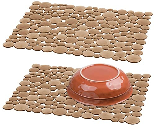 mDesign Spülbeckenmatte zum Zuschneiden – große Matte in Blasen-Optik für die Küche – Spülbeckeneinlage aus PVC für Geschirr und Becken – 2er-Set – bernsteinfarben
