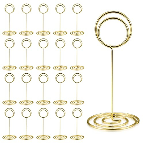 21 Pcs Table Number Holders, 3.34 inch Place Card Holders, Gold Wedding Table Numbers/Memo/Photo/Pictures/Business Card/Memo Holders Stands for Wedding Party Reception Centerpiece Decorations