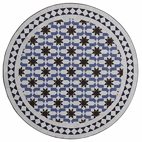 Casa Moro Mosaik-Tisch aus Marokko M60-40 Ø 60cm rund Mosaik Beistelltisch blau weiß schwarz Gartentisch Kaffeetisch MT2122