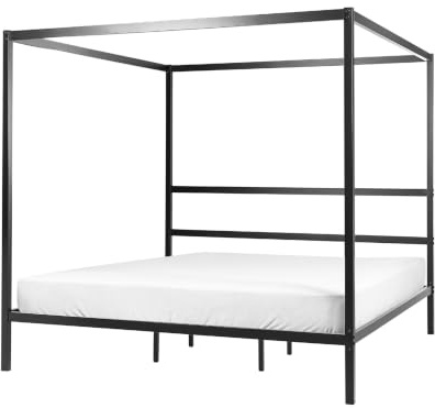 Beliani Himmelbett Metall schwarz 180 x 200 cm mit Vier Pfosten Lestards