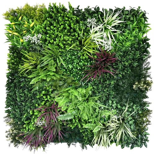 Artificial Plant Flower Living Wall Panels Realistic Indoor/Outdoor Garden 1m x 1m Home, Office, Cafe, Shop, Salon, Wedding (Wordsworth)