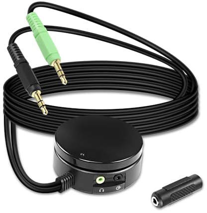 XMSJSIY Computer Lautsprecher Kopfhörer Audio Schalter Lautstärkeregler Konverter Über 3.5mm TRS Einstellen Knopf Controller Verlängerungskabel-1.5M