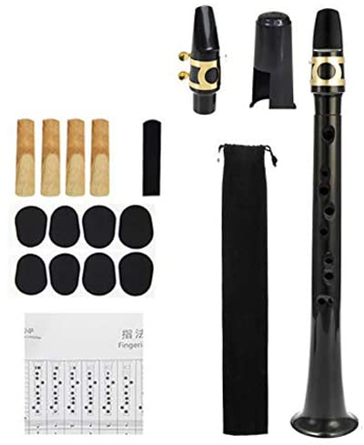 Kelburn Pocket Saxophon Kit - Tragbares Saxophon Altsaxophon, Saxophon Mundstück Kit Mit 4 Blättern + 8 Zahnpolstern + Aufbewahrungstasche, Langlebige Musikinstrumente, Einfach Zu Spielen (Schwarz)