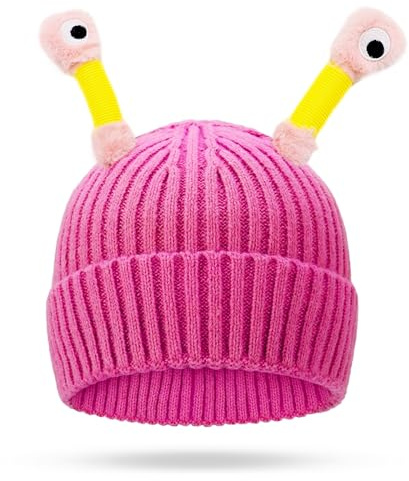 ICEBLUEOR Winter-Eltern-Kind-Mütze, niedlich, leuchtend, kleines Monster, Strickmütze, Cartoon, seltsame Augen, Tentakel, leuchtende Wintermütze, lustige kleine Monster-Strickmütze für winddichte und