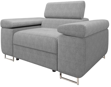 Mirjan24 Sofa Torezio Cord I mit Einstellbare Kopfstützen, Einzelsofa, Polstersofa, Füße aus Metall Chrom, Sofagarnitur, Wohnlandschaft, Couchgarnitur (Poso 110)