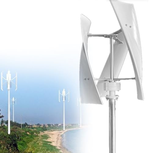 HENGCMM Turbina eólica de Eje Vertical Blanca de 3000W 8000W, 12V, 24V, 48V, 3 Palas aerogenerador eolico domesticos con Controlador, turbina eólica para Uso doméstico, agrícola y Callejero,8000W-24V