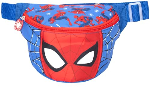 Spiderman Marvel - Riñonera para Niños, Correa Ajustable, Ligera, Divertida, Bolsa de Viaje Cruzada, Blue, Compact