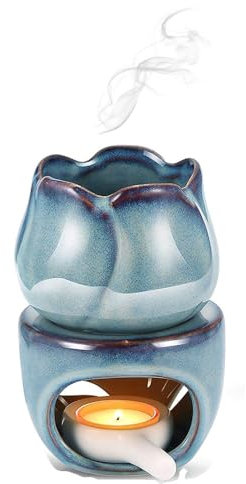 eKsdf Grande lampada profumata in ceramica con porta lumini per oli essenziali, bruciatore di olio essenziale, diffusore di olio essenziale, bruciatore per aromaterapia, diffusore di cera per yoga,