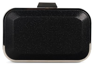 MICHELLE MOON - Elegante Damen-Clutch für Hochzeiten, Partys und Events | Clutch mit Kette Schultergurt, ideal als elegante Damenhandtasche mit Glitzer oder Handtasche für besondere Anlässe, Schwarz -