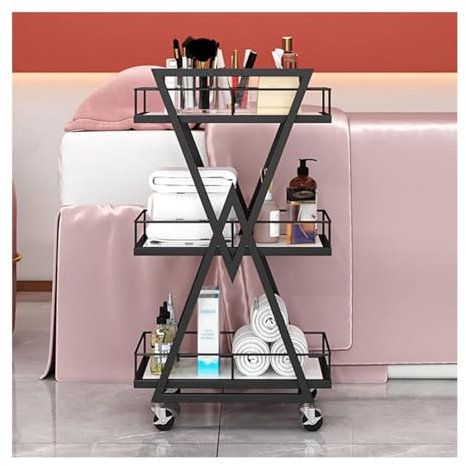 Desserte Chariot de Bar Chariots de Service à roulettes Modernes à 3 Niveaux, Chariot de Service pour hôtel et Club, Chariot de Bar - Chariot de Service de Boissons et de thé wyqdp24930(Color:Nero