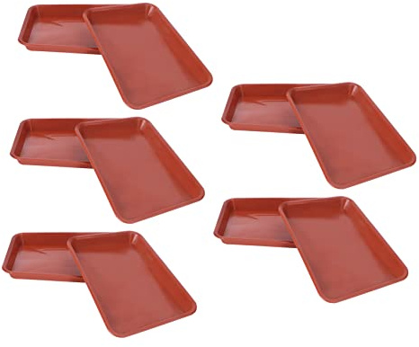 BESTonZON 10 Pezzi Vassoio Rettangolare Piattini per Fioriere Sottovaso Rettangolare Grandi Pentole Sottovasi per Piante in Vaso Vassoi per Pentole Vaso di Fiori Plastica Rosso