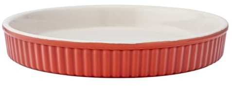 Moule à tarte en céramique de qualité supérieure - 24 cm - 3,5 cm de haut - Rouge - Corail