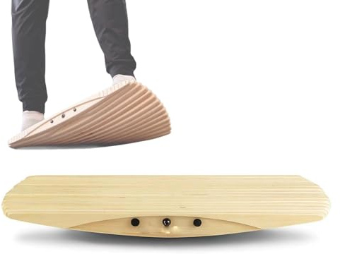 MiBoce Holz-Balance-Board, Wippbrett Für Stehpult, Simuliert Surfen, Skifahren Und Skateboarden, Für Knöchelkrafttraining, Anti-Ermüdungs- Und Rumpfkrafttraining