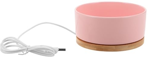 VERDANVERSE Ciotola Riscaldata per Gatti e Piccoli Animali Domestici USB Ciotola Elettrica per Acqua e Cibo con Funzione Antigelo per Uso Esterno Invernale Design Compatto Rosa