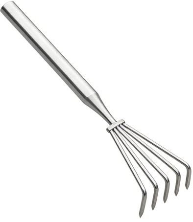 HunicandIU Robuster Rechen Für Schwere Arbeiten | Rostfreier Ergonomischer Kultivator,Metall Gartenhandrechen Für Unkrautjäten Umgraben Einebnen Lockern,Für Jäten Bodenlockern Pflanzen Garten Rasen