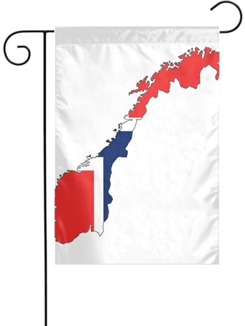 Bandera noruega con mapa impreso, decoración navideña exterior, bandera de Navidad, resistente a la decoloración, invierno, césped, porche, patio, decoración al aire libre