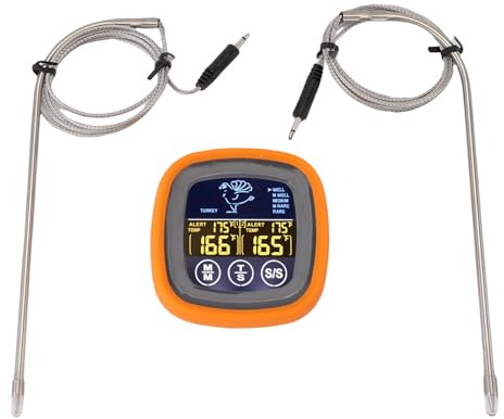 Thermomètre Viande Numérique, Thermomètre de Cuisine à Double Sonde, Écran Tactile et Minuteur, Compatible Bœuf Poulet Dinde - Lecture Facile, Mesure Précise, Multifonction pour