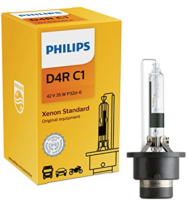 Philips Automotive Lighting D4R Authentic Xenon HID Headlight Bulb with 4200K Intense White Light, Fits Select High Beam and Low Beam Positions, 1 Pack