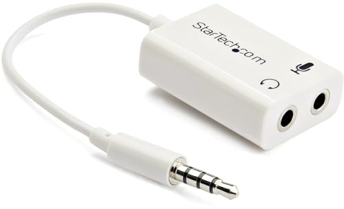 StarTech.com Adaptateur pour casque avec prises pour écouteur et microphone séparées - Mini-Jack 3,5mm 1x (M) 2x (F) - Blanc (MUYHSMFFADW)