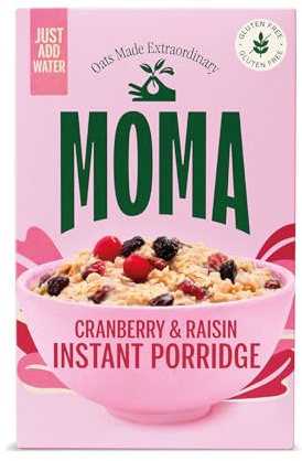 MOMA Porridge Sachets CRANBERRY & RAISIN - Box of 5 x 70g - Breakfast Jumbo Oat with Real Fruit - Gluten Free, High in Fibre, Source of Protein, Rich in Vitamin B6 - Made in UK