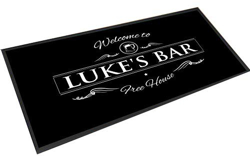 Artylicious Personalisierbare Bar-Matte, Barläufer, Willkommens-Pint-Bierdeckel, dekoratives Hausbar-Zubehör aus Gummi-Polyester in Schwarz