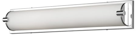 Kuzco Lighting Charlotte 25 Vanity Light | Chrome Finish | Matte Opal Glass Half Cylinder | Modern LED Bathroom Wall Light | Made of Aluminum and Glass | 25 W x 4.375 H x 2.75 E | 601464CH-LED