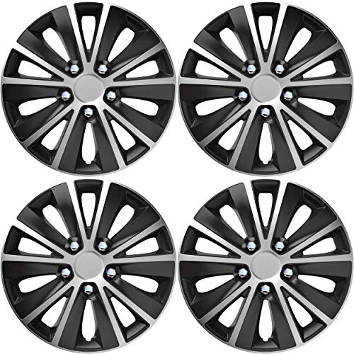 Versaco Car Wheel Trims RAPIDENCBS15 - Black/Silver 15 Inch 10-Spoke - Boxed Set of 4 Hubcaps - Includes Fittings/Instructions