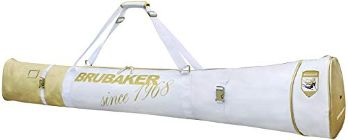 Brubaker Carver Pro St. Moritz skidryggsäck för 1 par skidor och pinnar – vitt guld – 170 cm