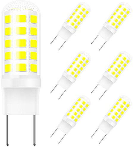 Gaormii G8 LED Bulb Dimmable 4W, 30-35W T4 Halogens Equivalent, Daylight White 6000K, 120V Bi-Pin G8 Bulb for Puck Light, Under Counter Kitchen Lighting, Under-Cabinet Light (6 Pack)