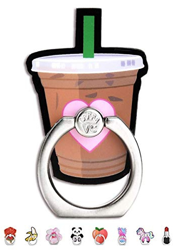 VELVET CAVIAR Cell Phone Ring Holder - Finger Ring & Stand - Improves Phone Grip Compatible with iPhone, Galaxy, Most Smartphones (Iced Coffee)