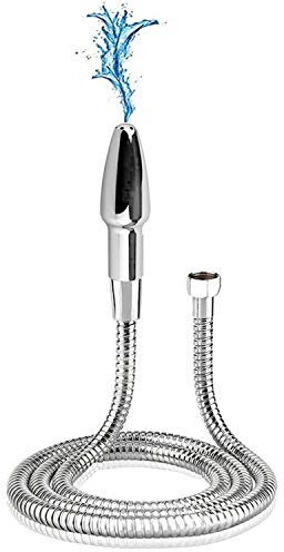 UNGROL Doccino pulizia anale enema doccia sistema di pulizia profonda per tubo doccia per clistere (argento) (S1+Hose)