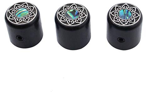 Guyker 3Pcs Ebony Potentiometer Control Knobs Dia. 6mm (0.24) Shaft Pots - Rotary Volume Tone Knob Replacement Part for Electric Guitar or Precision Bass - CNC Machined, WK003