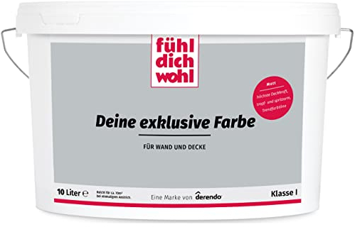 derendo Fühl Dich Wohl Deine Farbe grau, matte Wandfarbe grau, hohe Deckkraft, verschiedene Grautöne zur Auswahl (10L, Elefantengrau 9-38)