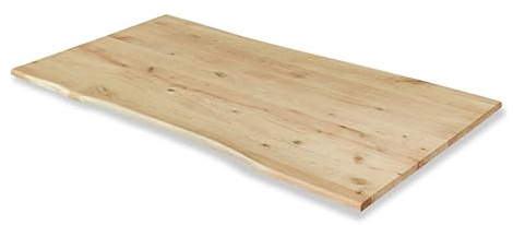 LUMBERLAND Tischplatte Schreibtischplatte 160 x 80 cm - 100% Massivholz Eiche rustikal - original Baumkante - Naturbelassen