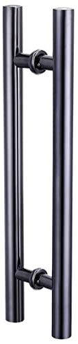 Türgriffe Edelstahl-Swing-Türgriff, 150 cm / 59.06inch Zwei-Wege-Glastür-Griff-Set for Hotel Barn Mall Restaurant (Color : Matte Black, Size : Hole 90CM/35.43)