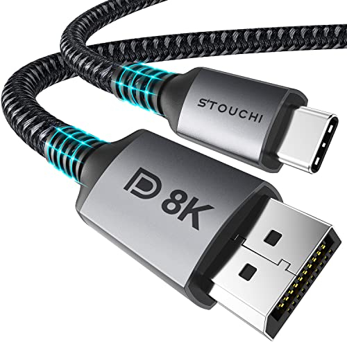 Stouchi USB C DisplayPort 1.4 Kabel 8K@60Hz 4K@144Hz/120Hz 5K@60Hz 2K@240Hz Thunderbolt 3 auf DisplayPort HBR3 32,4Gbps Typ C DP 1.4 für M1 MacBook Pro 2021 Mac Mini XPS 1.8M/6Ft VESA-zertifiziert