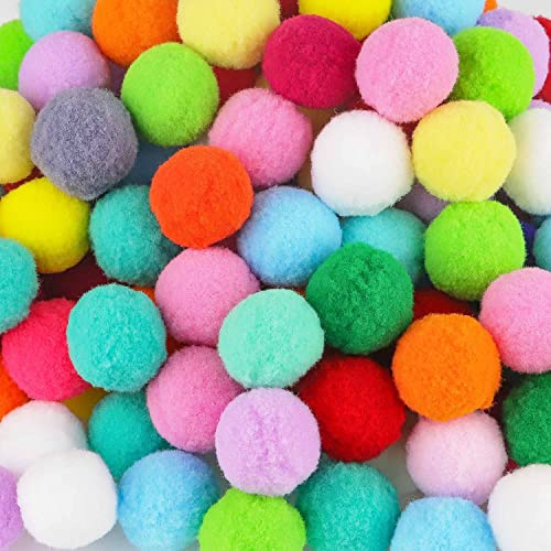 ZDNT 200 Stück Pompons zum Basteln,3cm Pom Poms,Pompons Bunt,Pom Pom Crafts,Pom pons Deko,Plüsch Bälle,Bunte Flauschige Pom für DIY Creative Crafts Dekorationen,Hobby Supplies