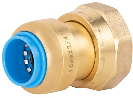 Conector Automático Universal Ø16 mm |tuerca libre Hembra 3/4 | Sistema PUSH-FIT | Conexión Rápida y Segura | QUICK PLOMBERIE