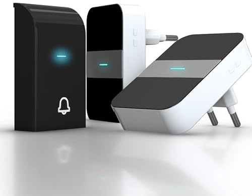 Sonnette numérique sans fil, fonctionne sur CA, tonalités sonores réglables, installation facile, idéale pour la maison et le bureau.