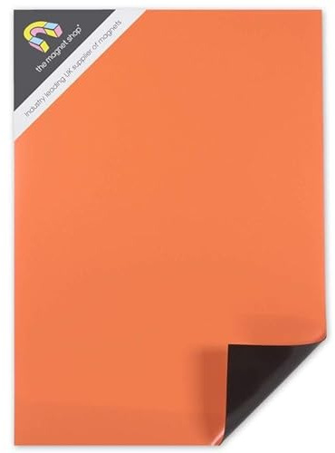 TMS Colour Magnetic Sheets for Sign Making, Screen Printing, Kids Magnets and Crafts | Vinyl Coated Sheets with Magnet Backing for Car, Taxi or Van Signage | Orange, A2 Sheet (60 x 42cm)