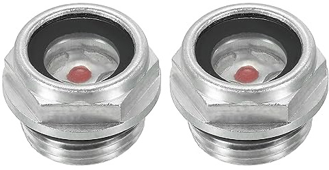 PATIKIL Aria Compressore Olio Mirino Vetro, 2pz M18*1,5 Maschio Filettatura Alluminio Lega Olio Liquido Livello Indicatore Aria Compressore Parti con O-ring