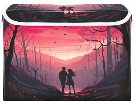 JUMBEAR Contenitori pieghevoli per San Valentino, coppie, con coperchio, in tessuto, per camera da letto, ufficio