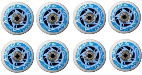 64 mm/68 mm/70 mm Inline-Skate-Rollen, 85 A PU-Räder, Ersatz-Set mit ABEC-9-Kugellagern, 8 Stück, blau, 1,64 mm