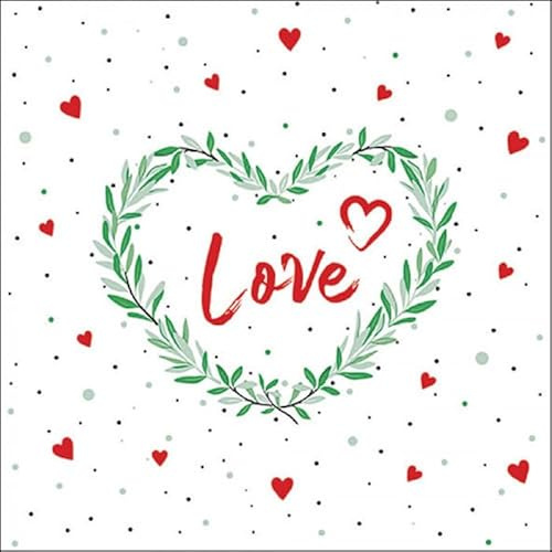 Ambiente Pack of 20 Lots of Love Wreath Paper Napkins Table Decorations Valentines Day 33cm x 33cm 3 Ply