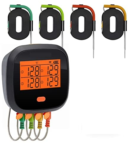 WiFi Meat Thermometer with 4 Color-Labeled Probes Rechargeable Food Thermometer for BBQ Smoking Grilling Cooking