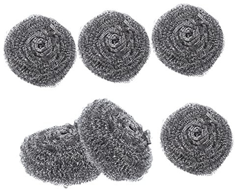 Warmhm 6pcs Pot Cleaning Steel Wool Ball Stainless Steel Scrubber Wire Ball for Kitchen Grill Decontamination