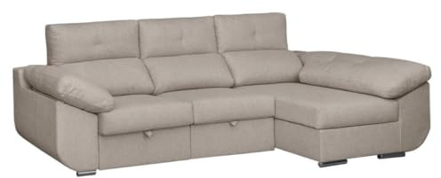 SHIITO | Modelo Avril - Sofá 3 Plazas Derecha con Chaiselongue y Asientos Deslizantes | Diseño Moderno y Sofisticado | 280 x 150 x 100 cm - Color Marfil