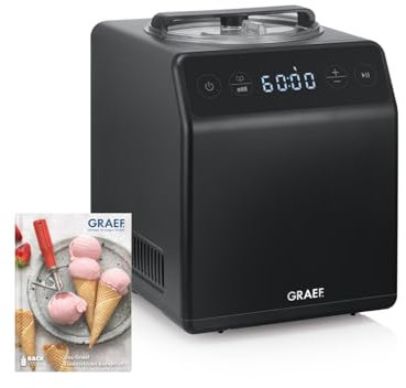 GRAEF Gelatiera IM706 grigio micaceo, gelatiera e yogurtiera, funzione di raffreddamento automatico, funzione di agitazione, 2 litri di gelato, segnale acustico