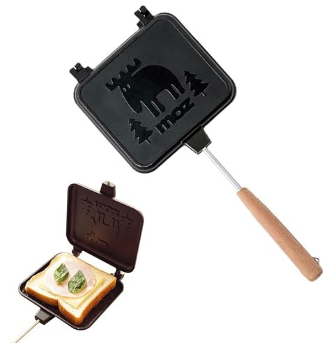 Sandwich Pour Camp, Cuisson Sandwich Légère Amovible, Sandwicherie Camping Avec Poignée En Bois Pour Muffins Anglais, Croissants, Gaufres